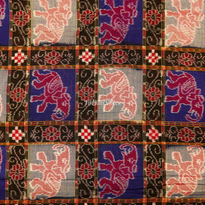 Exclusive Elephant Theme With Pasapali Design Sambalpuri Ikat Cotton Fabric