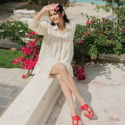 Indian Red Solid Kolha Flats