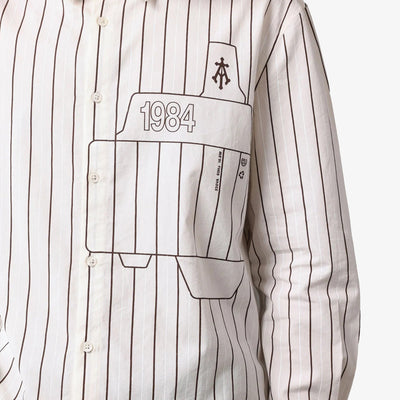 ALMOST GODS | ASSEMBLAGE STRIPE BOXY SHIRT { WHITE