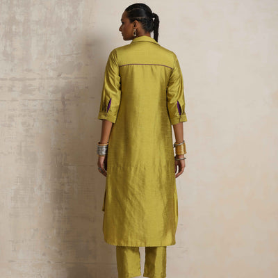 trueBrowns Green Shirt Kurta Set