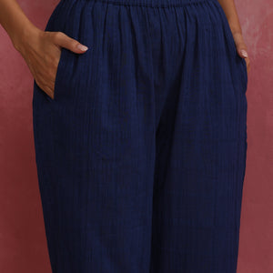 trueBrowns Dark Blue Cotton Dobby Co-ord set