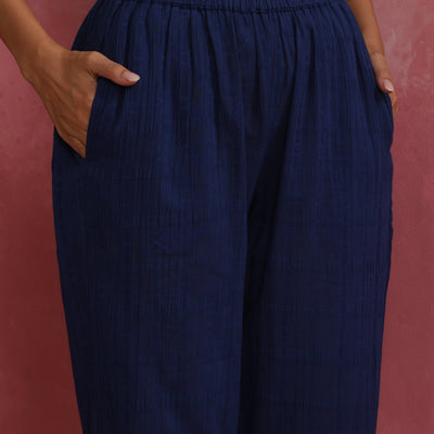 trueBrowns Dark Blue Cotton Dobby Co-ord set