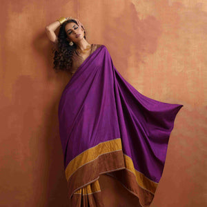 trueBrowns Purple Silk Ready To Wear Saree
