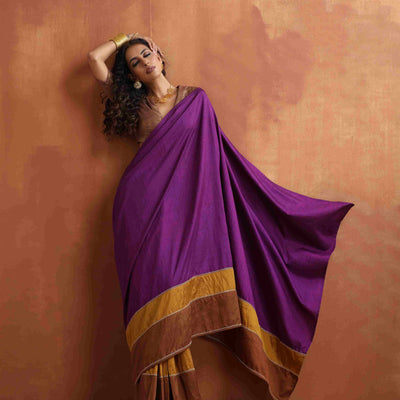 trueBrowns Purple Silk Ready To Wear Saree