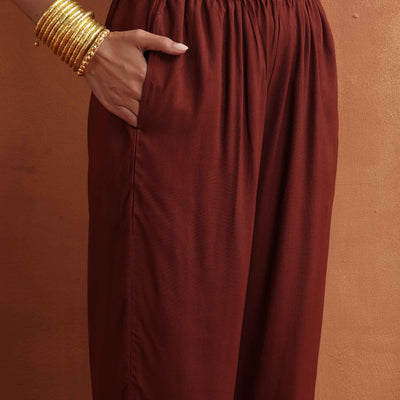 trueBrowns Cola Print Straight Kurta Set