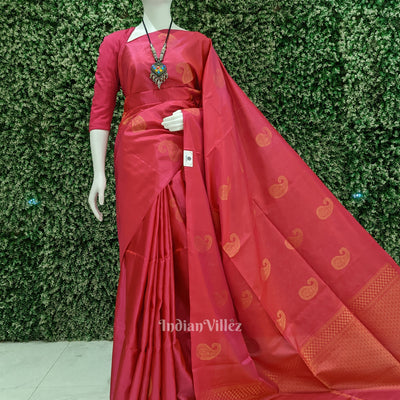 Rani Pink Pure Kanjivaram Soft Silk Saree