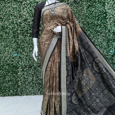 Trtout Grey Odisha Ikat Sambalpuri Silk Saree