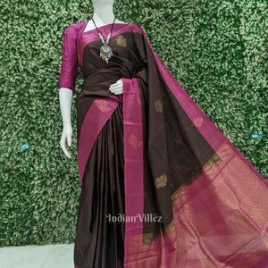 Coffee With Magenta Pure Kanjivaram Soft Silk Saree