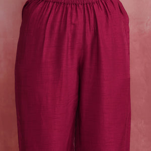 trueBrowns Pink Viscose Silk Kurta Co-ord Set