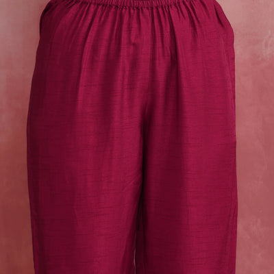 trueBrowns Pink Viscose Silk Kurta Co-ord Set