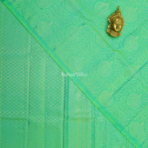 Green Golden Work Without Border Pure Kanjivaram Silk Saree