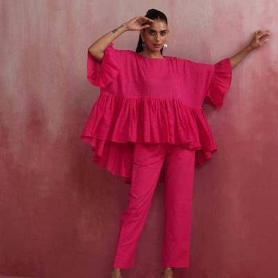 trueBrowns Pink Cotton Dobby Co-ord set