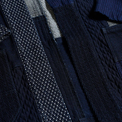 FDMTL | PATCHWORK HAORI JACKET RINSE { INDIGO