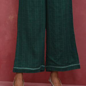 trueBrowns Dark Green Cotton Dobby Co-ord set