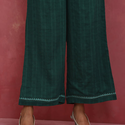 trueBrowns Dark Green Cotton Dobby Co-ord set