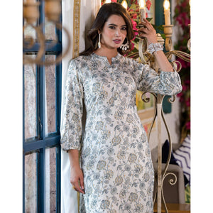 grey-floral-foil-printed-chanderi-silk-kurti