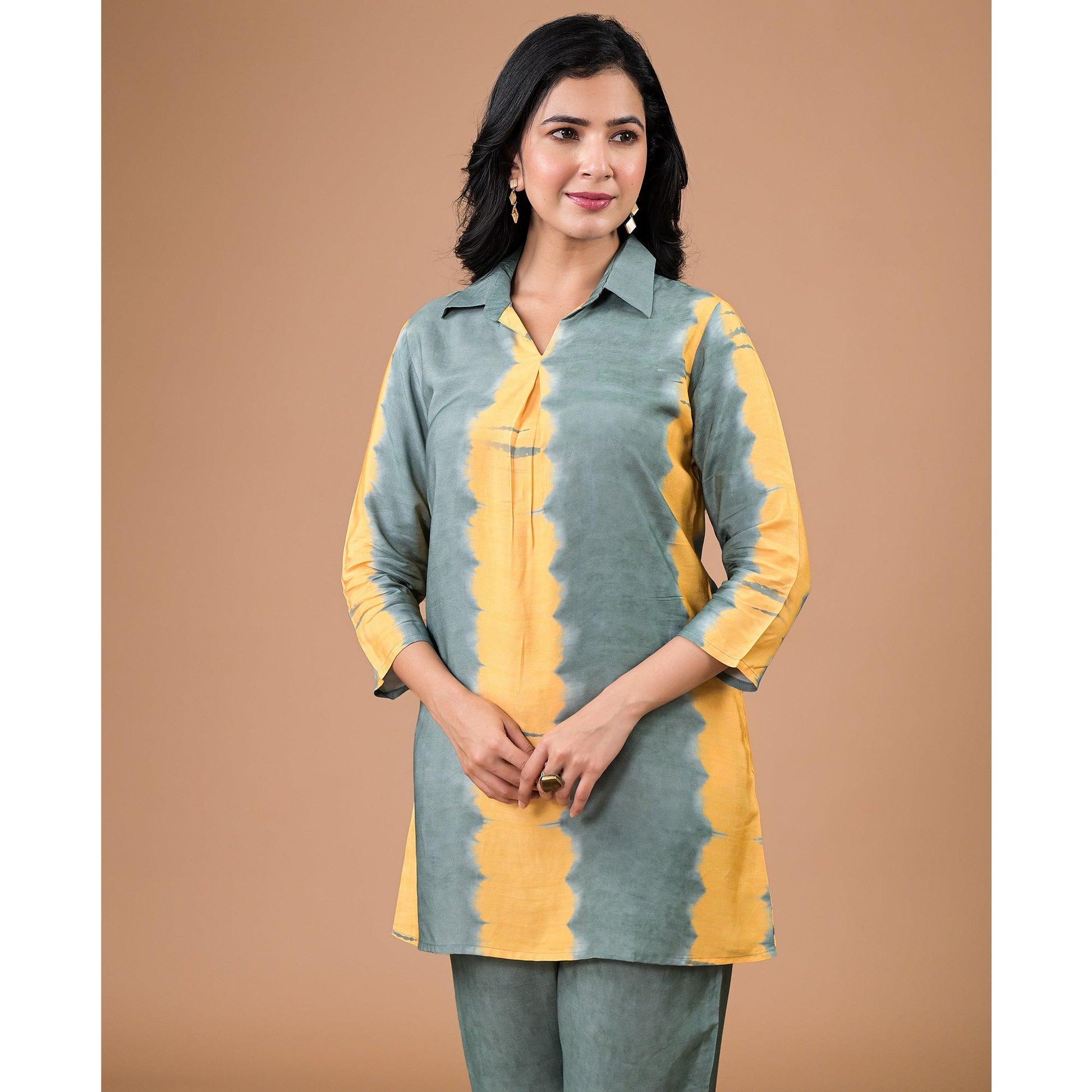 Bottle Green Tie Dye Printed Muslin Co-Ord Set