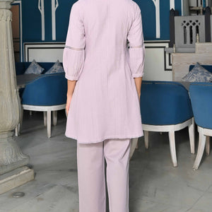 Lavender Dobby Work Pure Cotton Co-Ord Set