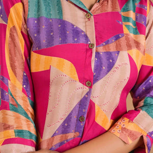 Multicolor Abstract Printed Muslin Co-Ord Set