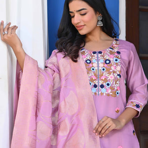 Lavender Sequins Embroidered Viscose Salwar Suit