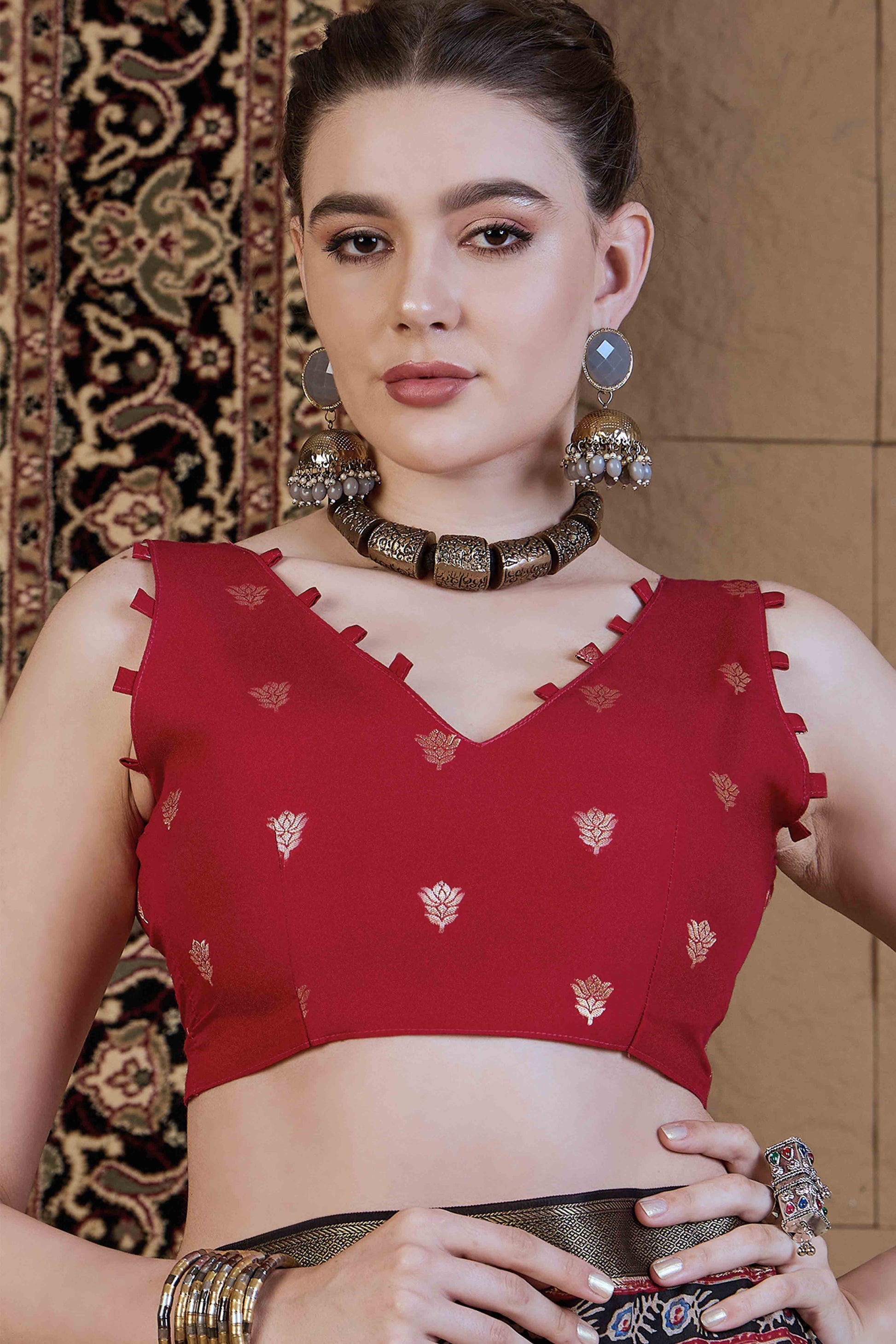 Multicolor Geometric Printed Viscose Saree