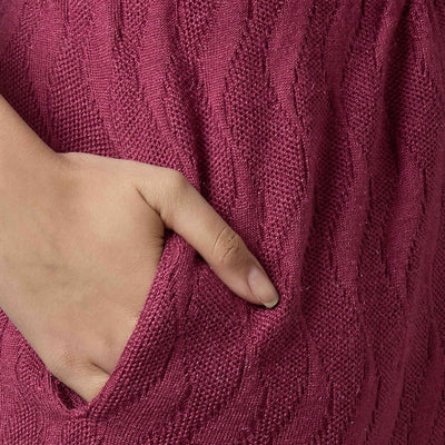 Maroon Woven Woolen Straight Salwar Suit