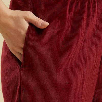 Maroon Embroidered Velvet Straight Salwar Suit