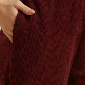Maroon Woven Woolen A-Line Top Bottom Set