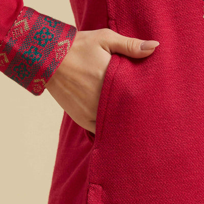 Dark Pink Woolen Straight Kurti