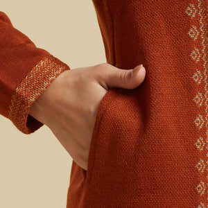 Dark Rust Woolen Straight Kurti