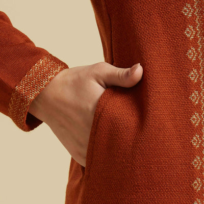 Dark Rust Woolen Straight Kurti