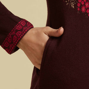 Dark Mauve Woolen Straight Kurti