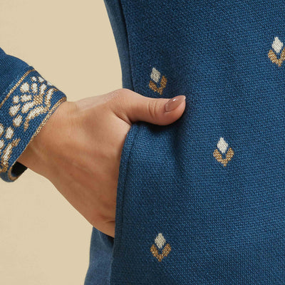 Blue Woolen Straight Kurti