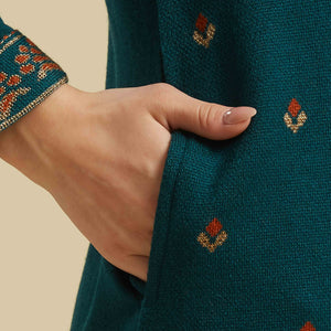 Dark Teal Woolen Straight Kurti