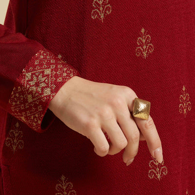 Maroon Woolen Straight Kurti