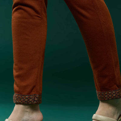 Dark Rust Floral Woolen Salwar Suit