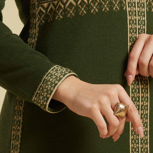 Mehandi Green Floral Woolen Salwar Suit