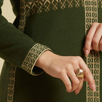 Mehandi Green Floral Woolen Salwar Suit
