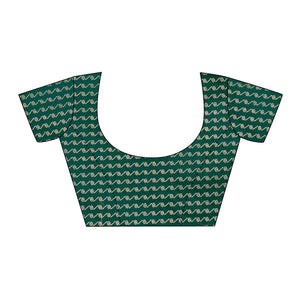 green-floral-foil-printed-chiffon-saree