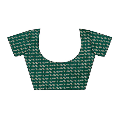 green-floral-foil-printed-chiffon-saree