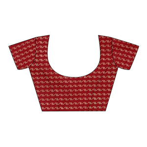 Maroon Floral Foil Printed Chiffon Saree