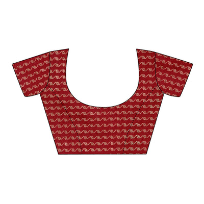 Maroon Floral Foil Printed Chiffon Saree