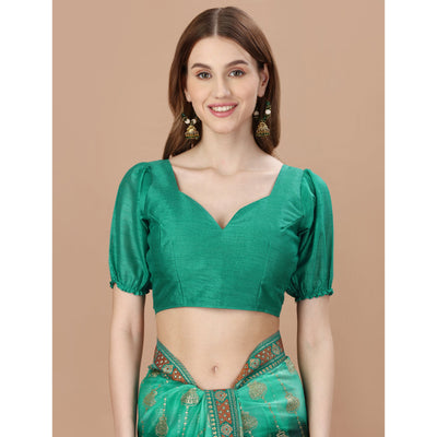 green-foil-printed-lycra-saree-with-lace-border