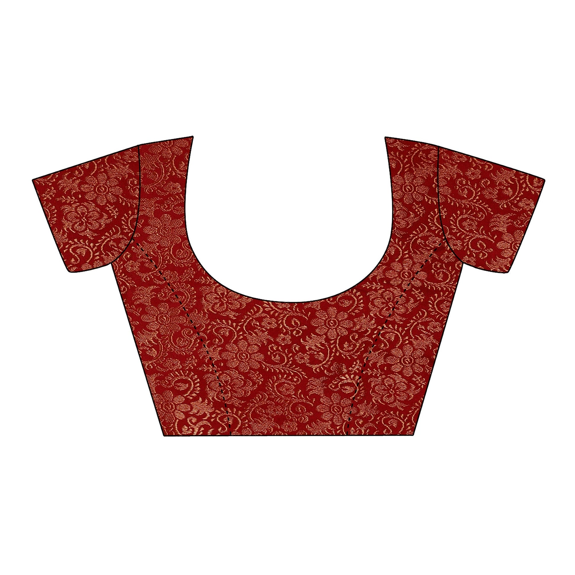 Maroon Foil Printed Chiffon Saree With Lace Border