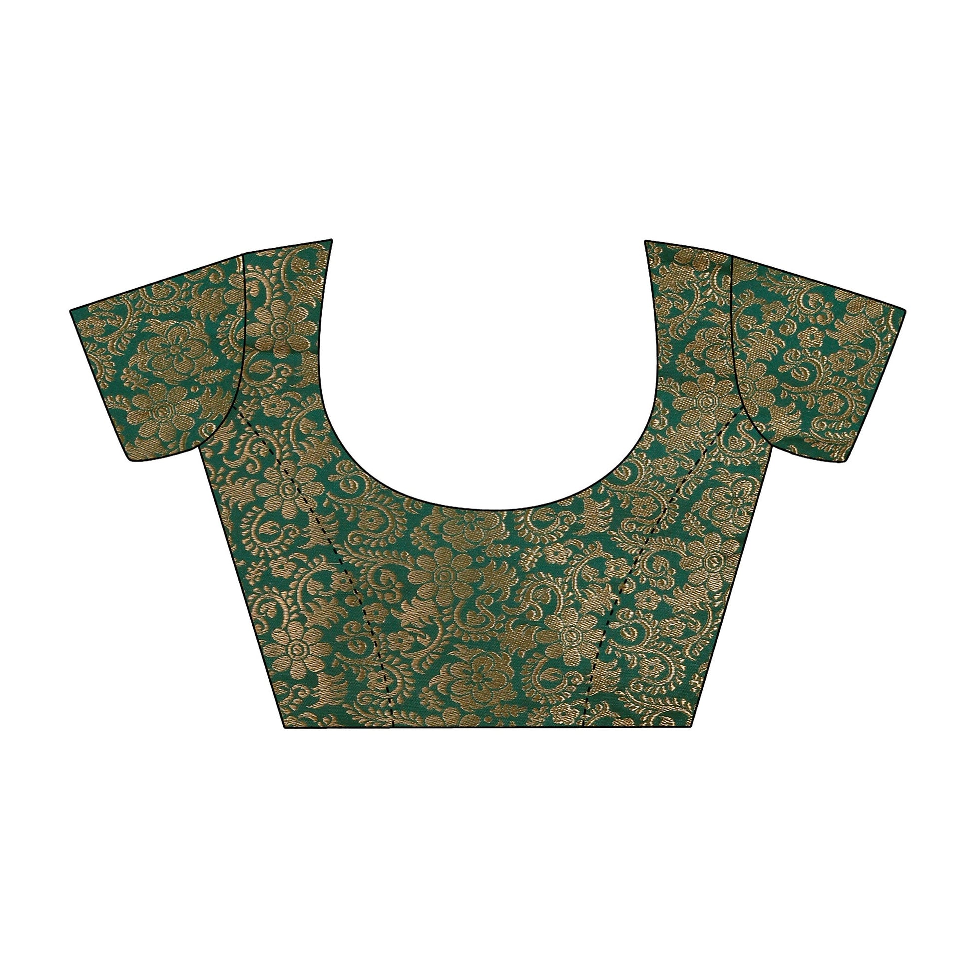 green-foil-printed-chiffon-saree-with-lace-border