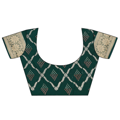green-bandhani-printed-organza-saree-with-woven-border-2