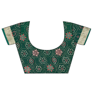 green-bandhani-printed-organza-saree-with-woven-border-1
