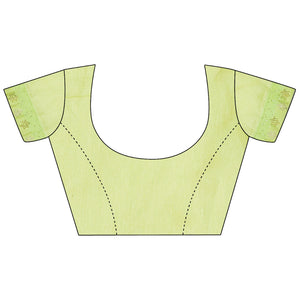 Lemon Green Zari Work Chiffon Saree