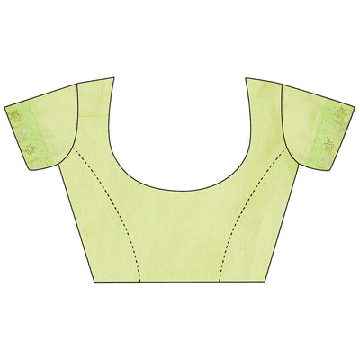 Lemon Green Zari Work Chiffon Saree