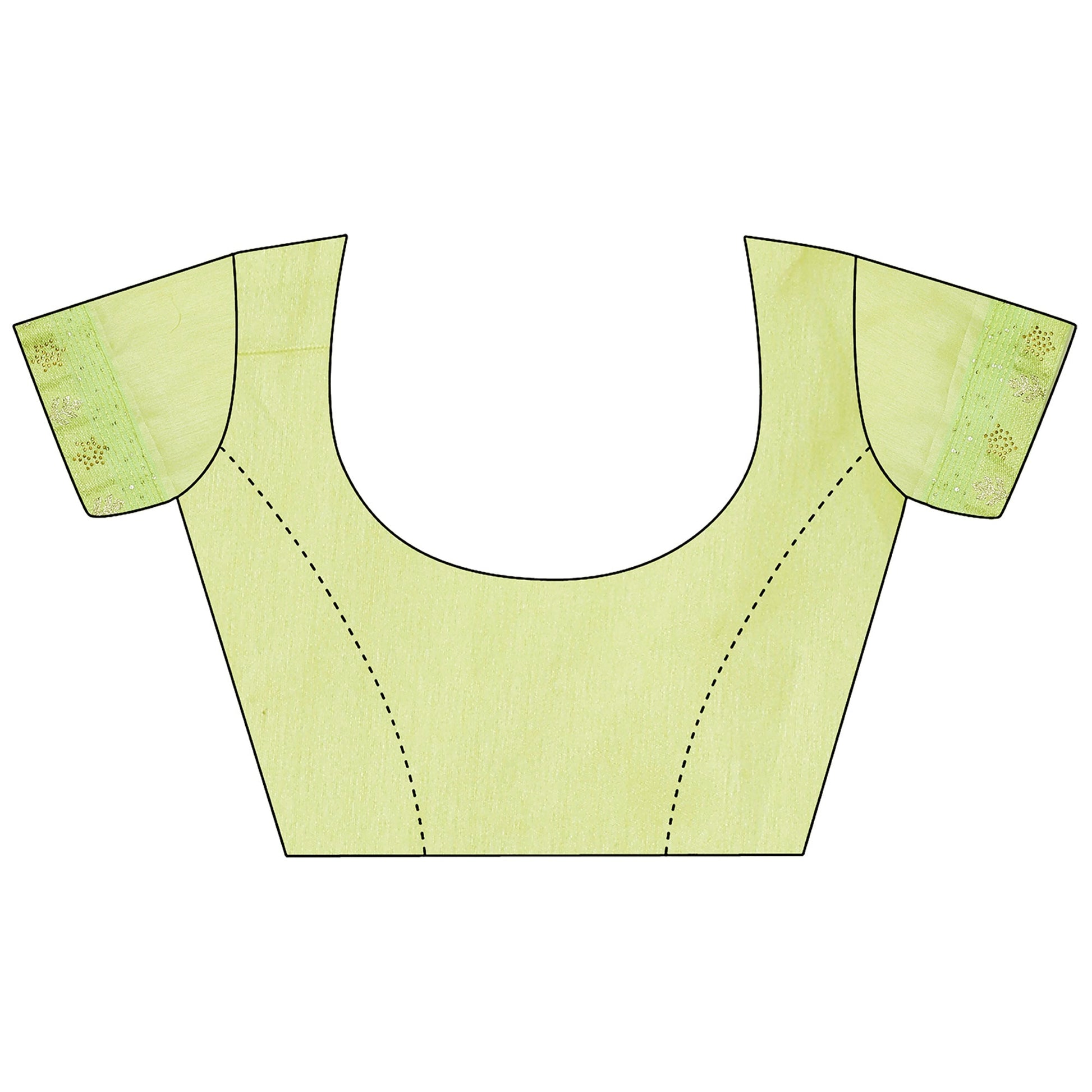 Lemon Green Zari Work Chiffon Saree